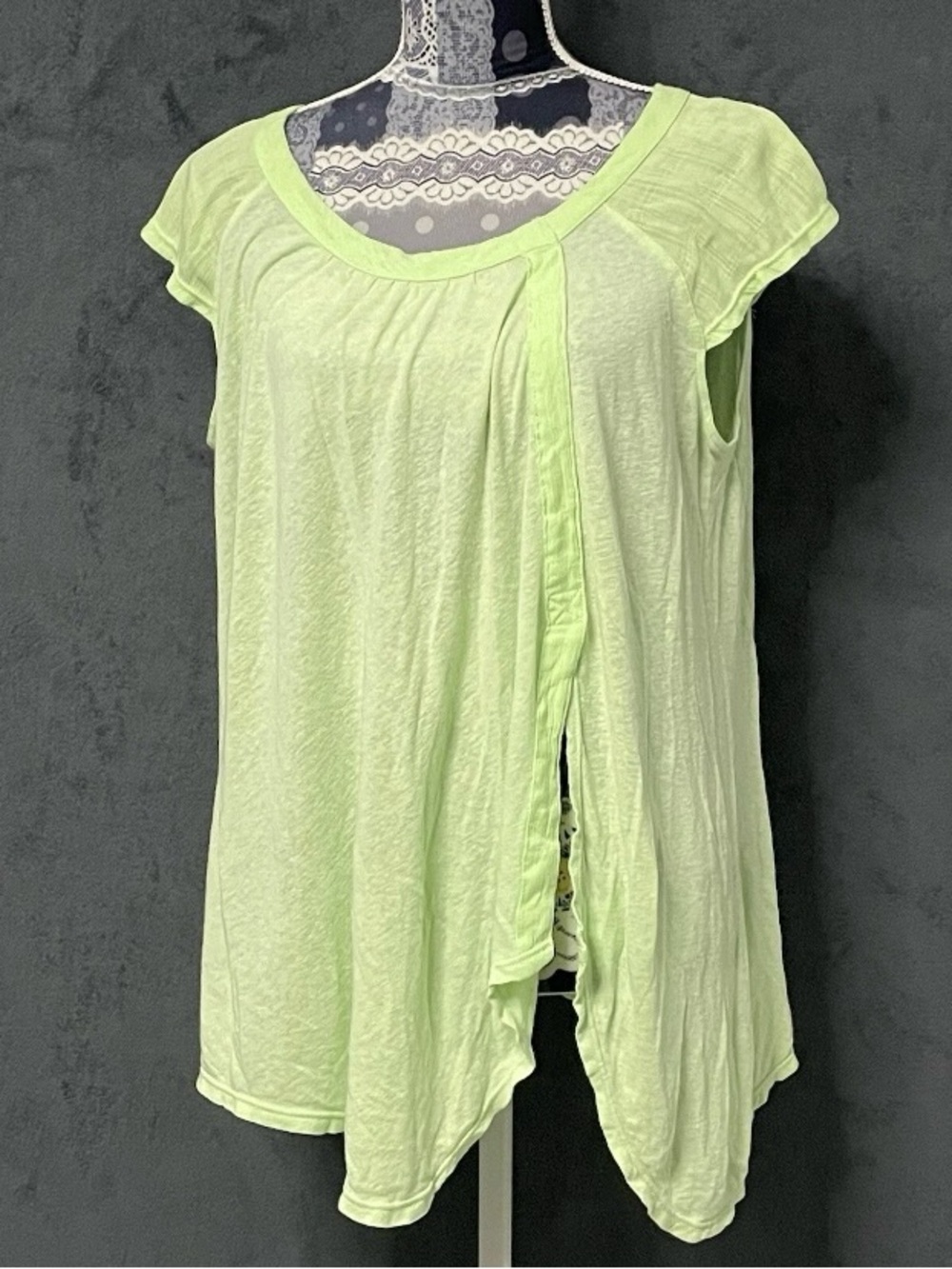 Free People Colorful Summer Top Womens XS Lime Green Linen Blend Breathable
